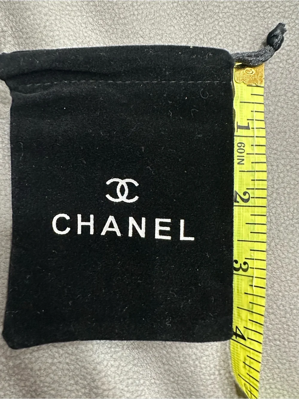 Two Chanel Faux Suede Drawstring Pouch Jewelry dust Bags